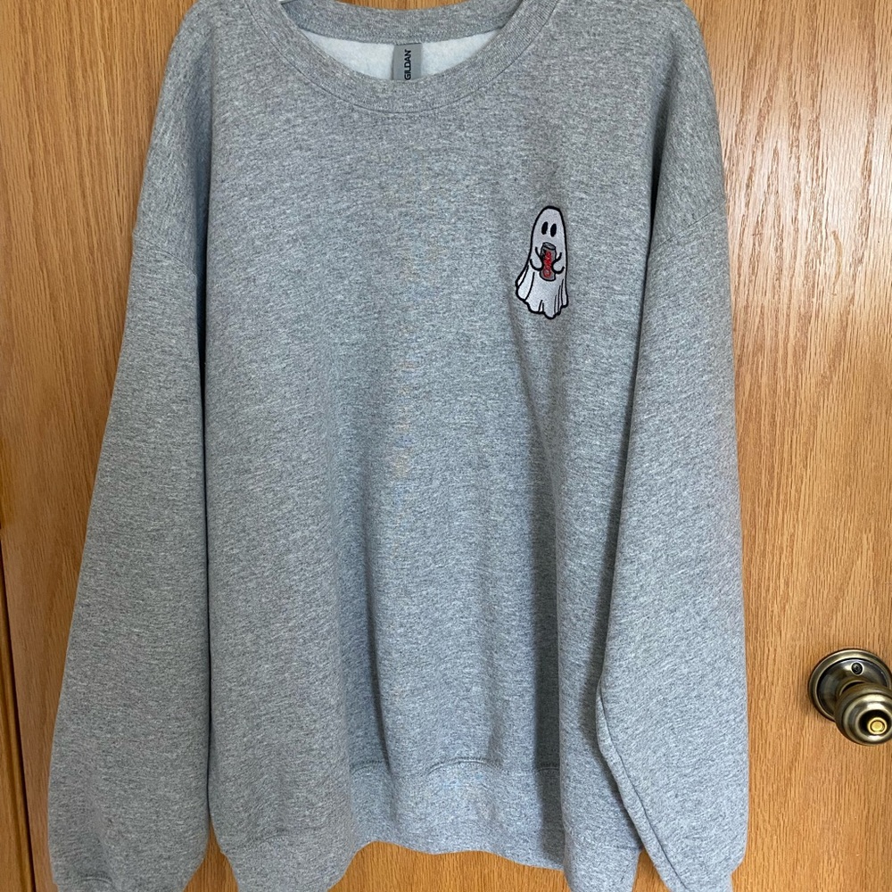 Gray Ghost Embroidered Crewneck Sweatshirt